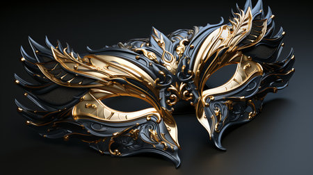 Mardi Gras mask isolated on black background. 3d illustrationの素材