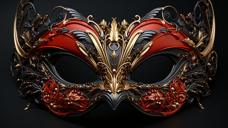 Venetian mask on black background. 3d render illustration.の素材