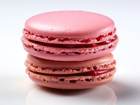 Colorful macaroons on a white background. Selective focus.の素材
