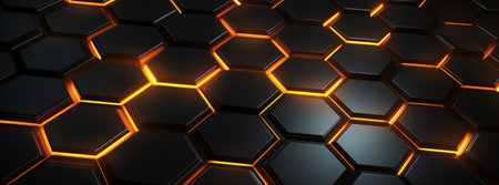 3D rendering of abstract hexagon background. Honeycomb pattern.の素材