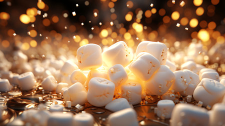 White teeth on a gold background with bokeh. 3d renderingの素材