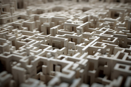 3d rendering of a maze in the middle of the maze.の素材