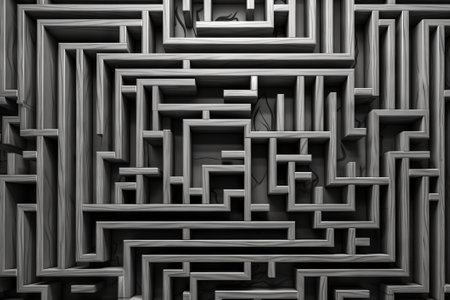 Dark gray maze background, 3d rendering. Computer digital drawing.の素材