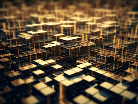 Abstract 3D rendering of chaotic cubes. Futuristic background for business presentations.の素材