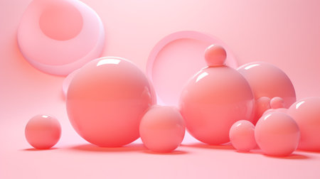 3d rendering of abstract geometric forms. Pastel color background.の素材