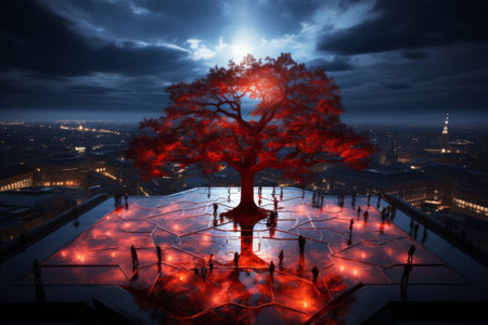 Fractal 3D Illustration of a Tree in Paris, Franceの素材