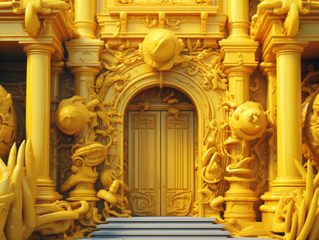 Thai style molding art on the door of Thai temple.の素材