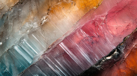 Tourmaline gemstone with a smooth, colorful finish, captured in extreme close-up to showcase its natural, layered surface patterns.の素材