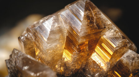 Close-up of an andalusite crystal showing natural color gradients.の素材