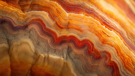 Detailed view of jasper gemstone, showing its rich layers of red, orange, and earthy tones.の素材
