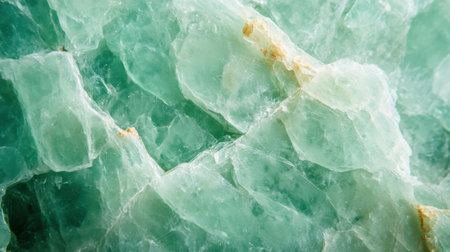 Detailed amazonite crystal close-up with striking green contrastsの素材