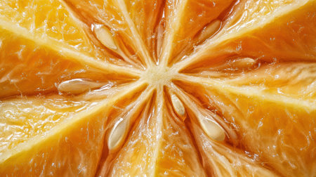 Detailed macro shot of an exotic fruit's seeds and fleshy interior, showing intricate textures and patterns, ideal for botanical and food imagery.の素材