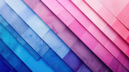 Abstract composition of layered panels in gradient shades of blue and pink, creating a visually captivating color transition.の素材