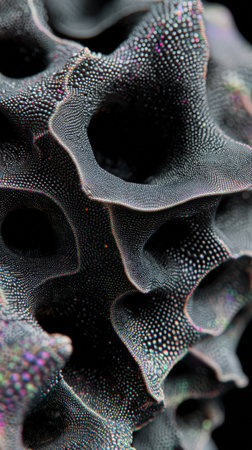 Organic texture with intricate patterns of small, colorful dots resembling a close-up of a natural structure. The irregular shapes create a mesmerizing abstract appearanceの素材