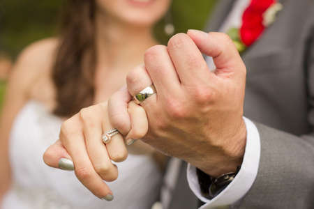 rings with hands wedding day engagementの写真素材