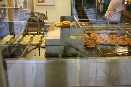 bakery donuts hot sweets delicious sugarのeditorial素材