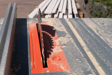 circular saw in the cutting machine construction toolの写真素材