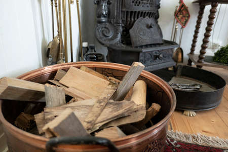 fireplace old vintage retro style rustic antique interiorの写真素材