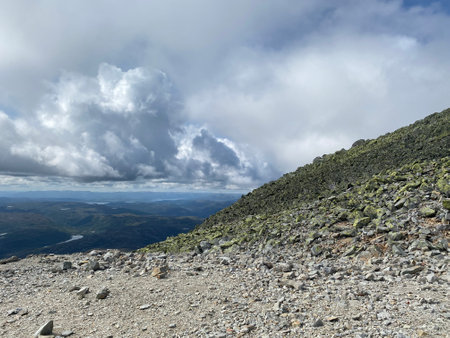 view mountains landscape with clouds nature peakの写真素材