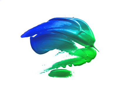 gradient turquoise  paint brush  spot stroke on isolated white backgroundの写真素材