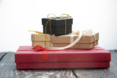 festive christmas background top view on  wooden table textureの写真素材