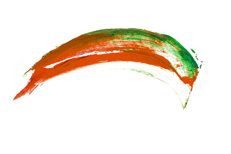 orange green blue paint brush  spot stroke on isolated white backgroundの写真素材