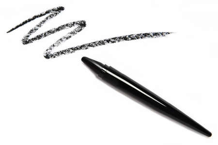 black eyeliner with hand drawn line isolated on white backgroundの写真素材