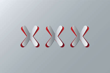 XXX - vector illustration. Cut-out paper Design. Modern Color. Design element.のイラスト素材