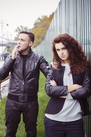 woman hurts upon man's indifferenceの写真素材