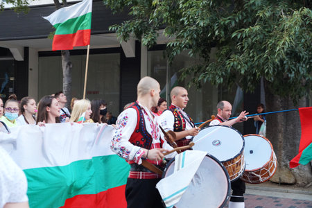 Varna, Bulgaria - June, 19, 2020: a protest rally on the main street of Varnaのeditorial素材