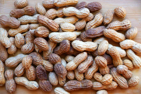 peanuts in shell close-up for backgroundの写真素材