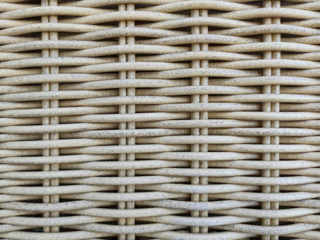 beige wicker rattan texture for natural background close-up