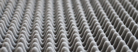 Soundproofing ribbed foam, gray texture for abstract background.