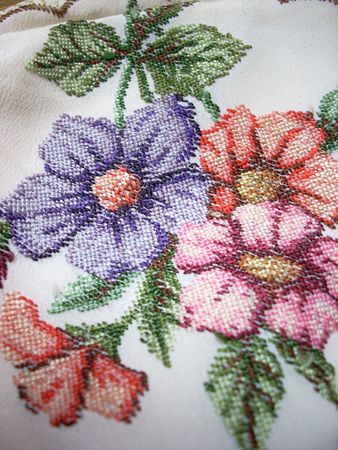 Embroidered flower texture