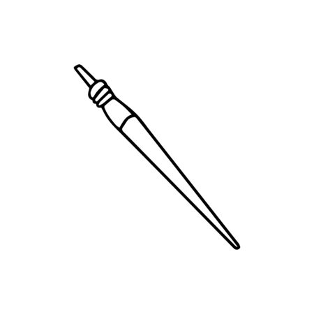 Hand drawn vector illustration in black ink on white background. Spindle in doodle sketch style. Isolated outline.のイラスト素材