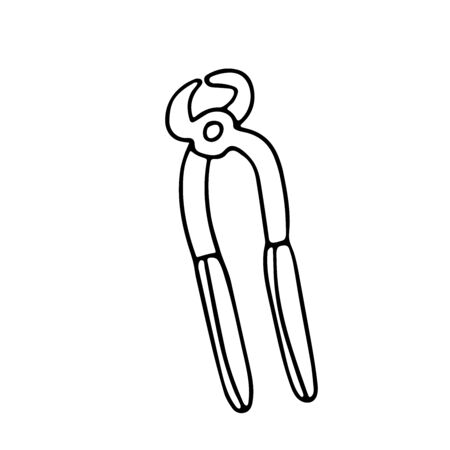 Nippers in doodle style. Isolated outline. Hand drawn vector illustration in black ink on white background.のイラスト素材
