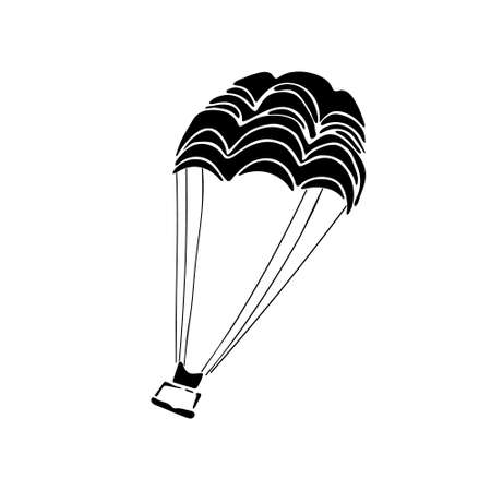 Vector illustration of a water parachute silhouette isolated on white background. Hand drawn black icon.のイラスト素材