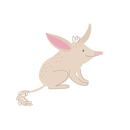 Hand drawn vector illustration of a cute little bilby isolated on white background. Great for Easter greeting cards, posters.のイラスト素材