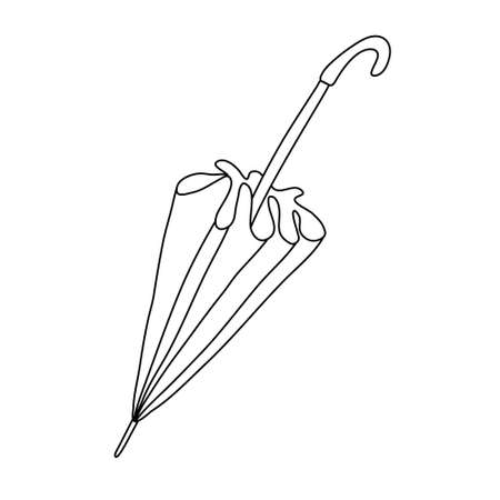 Closed umbrella in doodle style. Isolated outline.のイラスト素材