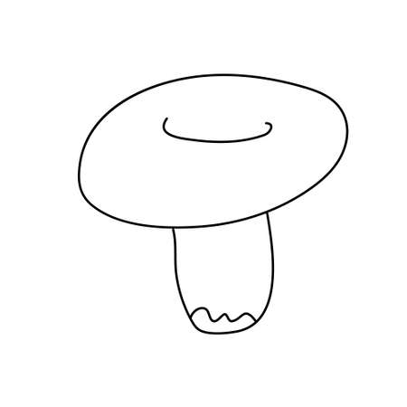 Russula mushroom in doodle style. Isolated outline. Hand drawn vector illustration in black ink on white background.のイラスト素材