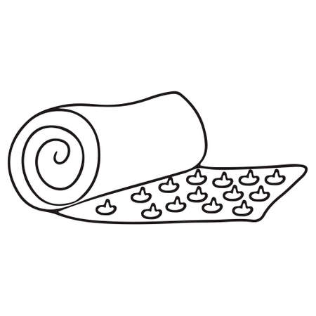 Alternative medicine. Doodle sketch hand drawn vector illustration of a acupuncture mat on white background. Isolated outline. Chinese needle treatment.のイラスト素材