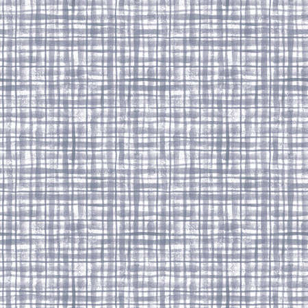 Watercolor gray checkered seamless pattern on white. Great for fabrics, wrapping papers, covers, digital paper. Hand painted checkered endless texture. Smeared grunge stripes. Gray color.の写真素材
