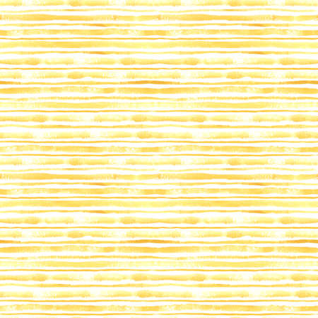 Watercolor yellow striped seamless pattern on white. Great for fabrics, wrapping papers, covers, digital paper. Hand painted endless texture. Smeared grunge stripes.の写真素材
