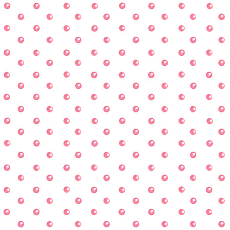 Watercolor seamless pattern with pink pearls or polka dots on white background. Great for fabrics, wrapping papers, wallpapers, covers. Hand painted illustration.の写真素材