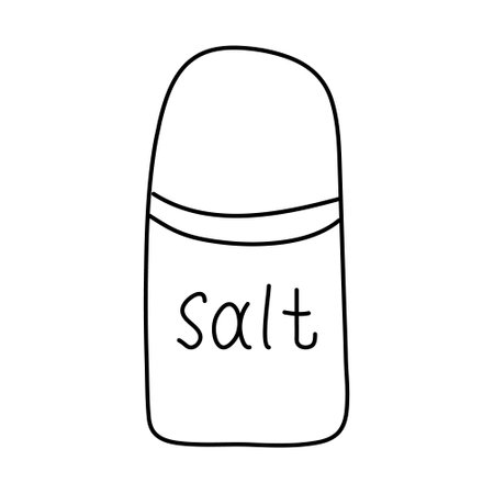 Closed salt shaker for camping and tourism. Hand drawn vector illustration in doodle style on white background. Isolated black outline.のイラスト素材