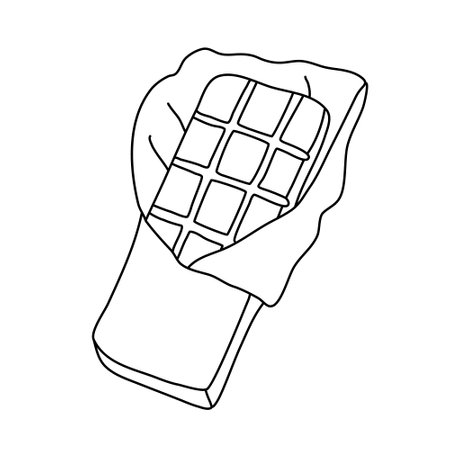 Chocolate bar. Hand drawn vector illustration of in doodle style on white background. Isolated black outline. Sweet food.のイラスト素材