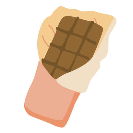 Chocolate bar. Hand drawn flat vector illustration isolated on white background. Sweet food.のイラスト素材