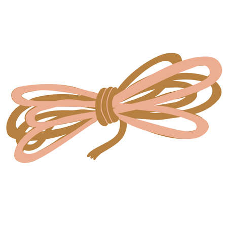 Hand drawn flat vector illustration of a coil of rope isolated on white background. Camping and tourism equipmentのイラスト素材