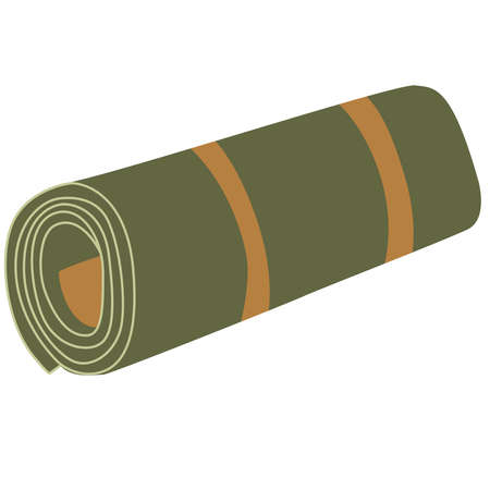 Hand drawn vector illustration of a rolled up mat isolated on white background. Camping and tourism equipment.のイラスト素材