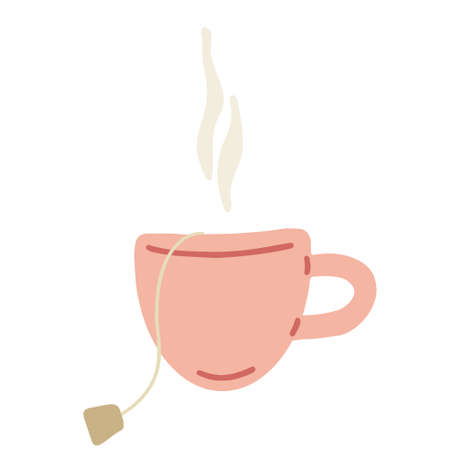 Cup of tea hand drawn illustration. Hot drink isolated on white backgroundのイラスト素材